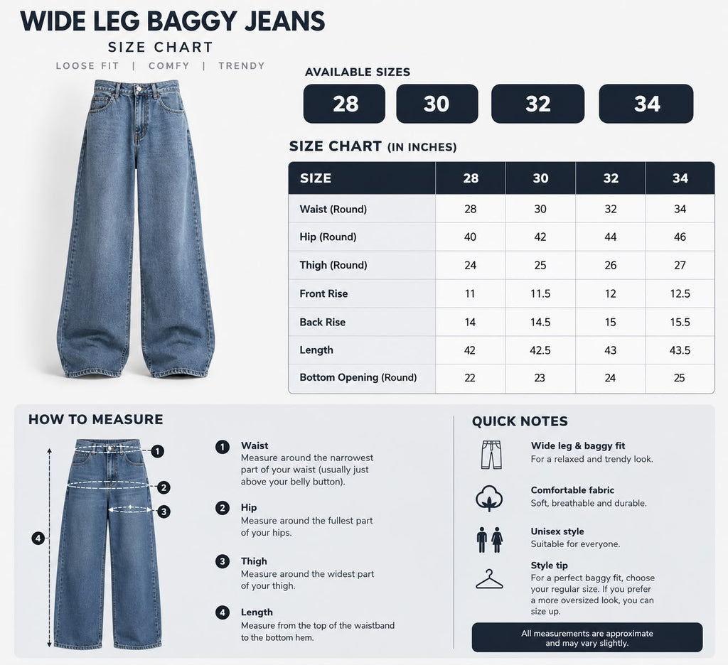 Men’s Vintage Acid Washed Wide Leg Jeans | Baggy Relaxed Fit Denim