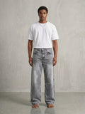Men's Washed Grey Wide Leg Baggy Jeans