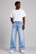 Men's Light Wash Blue Wide Leg Baggy Jeans