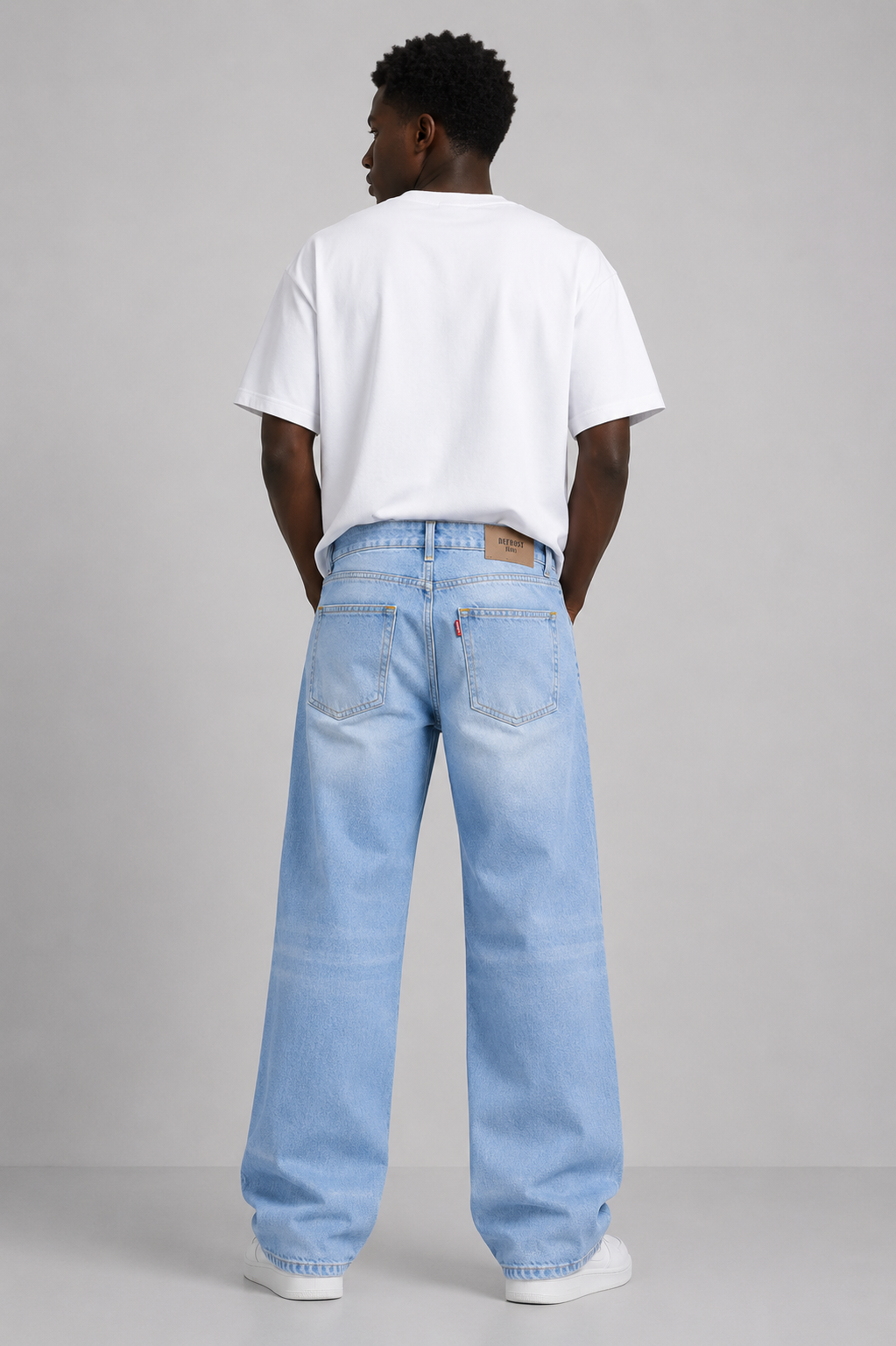 Men's Light Wash Blue Wide Leg Baggy Jeans