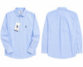 Blue striped shirt front and back view