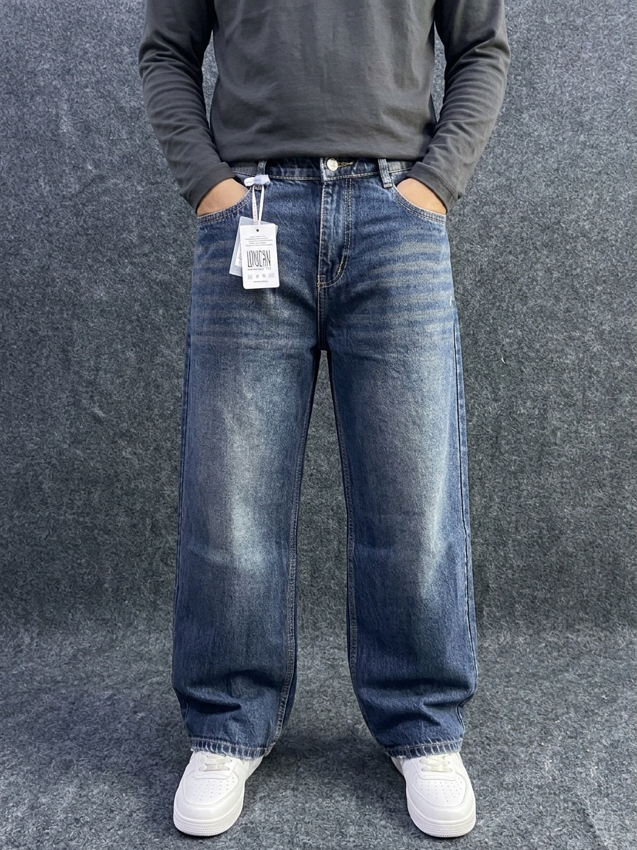 Men's Dark Indigo Wide Leg Baggy Jeans